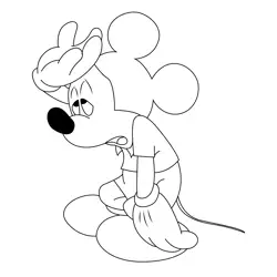 Mickey Mouse Tired Free Coloring Page for Kids