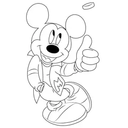 Mickey Mouse Tossing Coin Free Coloring Page for Kids