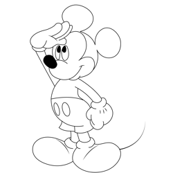 Salute Mickey Mouse Free Coloring Page for Kids