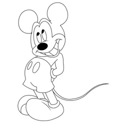 Smile Mickey Mouse Free Coloring Page for Kids