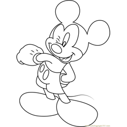 Cheerful Mickey Mouse Free Coloring Page for Kids