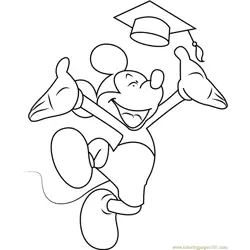 Mickey Mouse Complete his Graduation Free Coloring Page for Kids