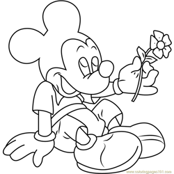 Mickey Mouse Sitting Down Free Coloring Page for Kids