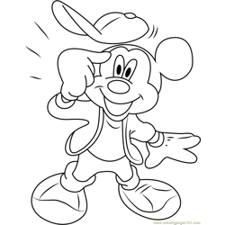 Mickey Mouse Thinking Free Coloring Page for Kids