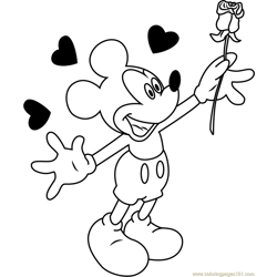 Mickey Mouse in Love Free Coloring Page for Kids