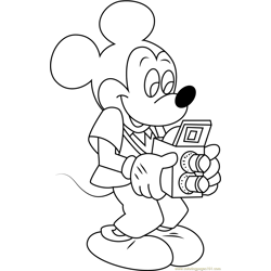 Mickey Mouse with Camera Free Coloring Page for Kids