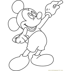 Mickey Mouse with Chalk Free Coloring Page for Kids