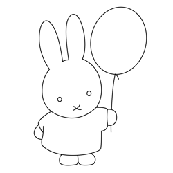 Baloon With Miffy Free Coloring Page for Kids