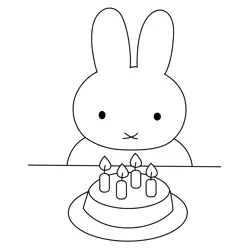Miffy Birthday Free Coloring Page for Kids
