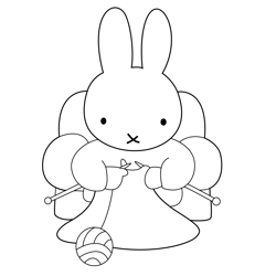 Miffy Knitting Free Coloring Page for Kids