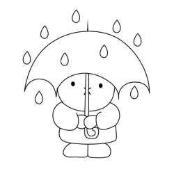 Rain Miffy Free Coloring Page for Kids