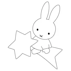 Star Miffy Fly Free Coloring Page for Kids