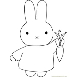 Miffy with Carrot Free Coloring Page for Kids