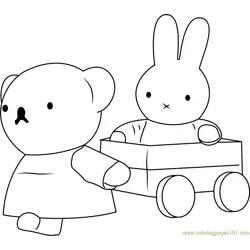Miffy with her Friend Free Coloring Page for Kids