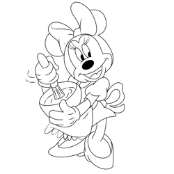 Cook Minnie Mouse Free Coloring Page for Kids