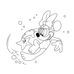Mickey Minnie Swim Free Coloring Page for Kids