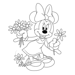 Minnie Mouse Flower Free Coloring Page for Kids