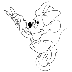 Minnie Mouse Flute Free Coloring Page for Kids