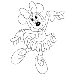 Minnie Mouse Happy Free Coloring Page for Kids