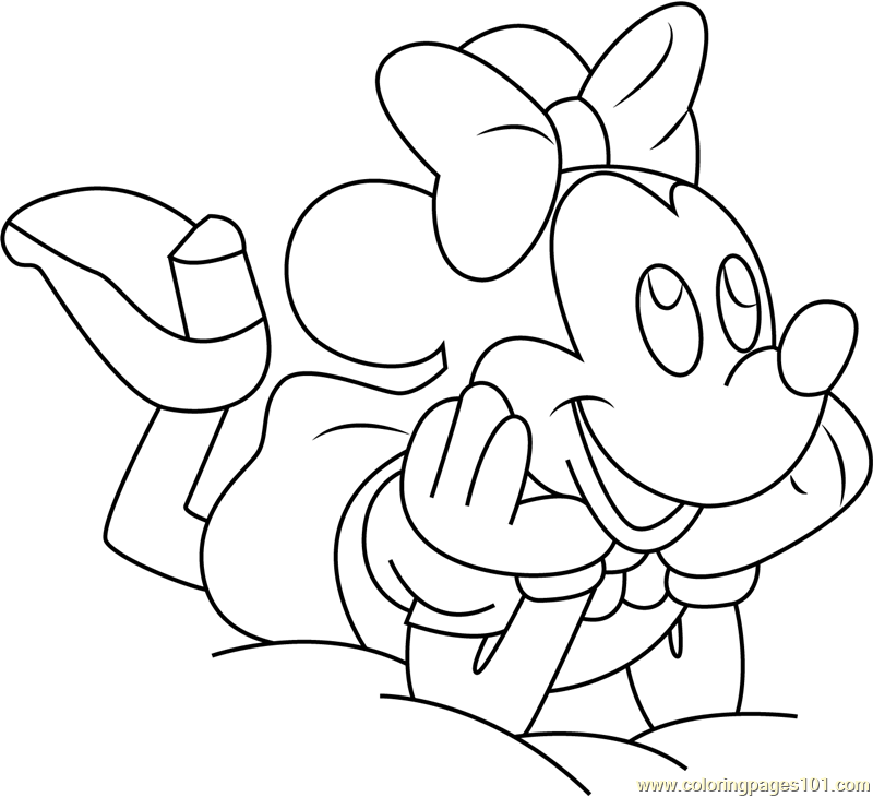 Minnie Mouse Ready to Sleep Coloring Page for Kids - Free Minnie Mouse ...