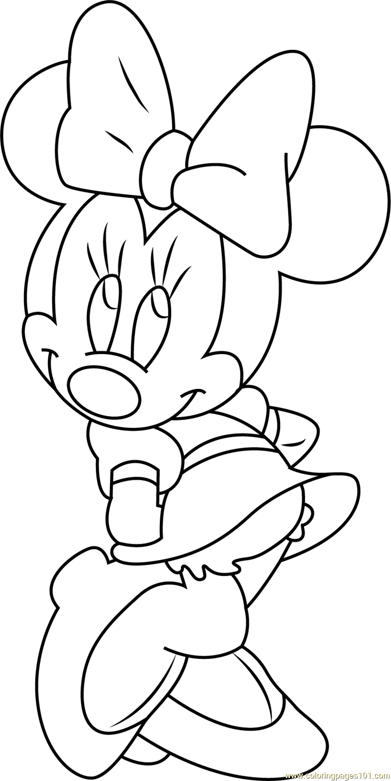 Minnie Mouse Shy Coloring Page for Kids - Free Minnie Mouse Printable