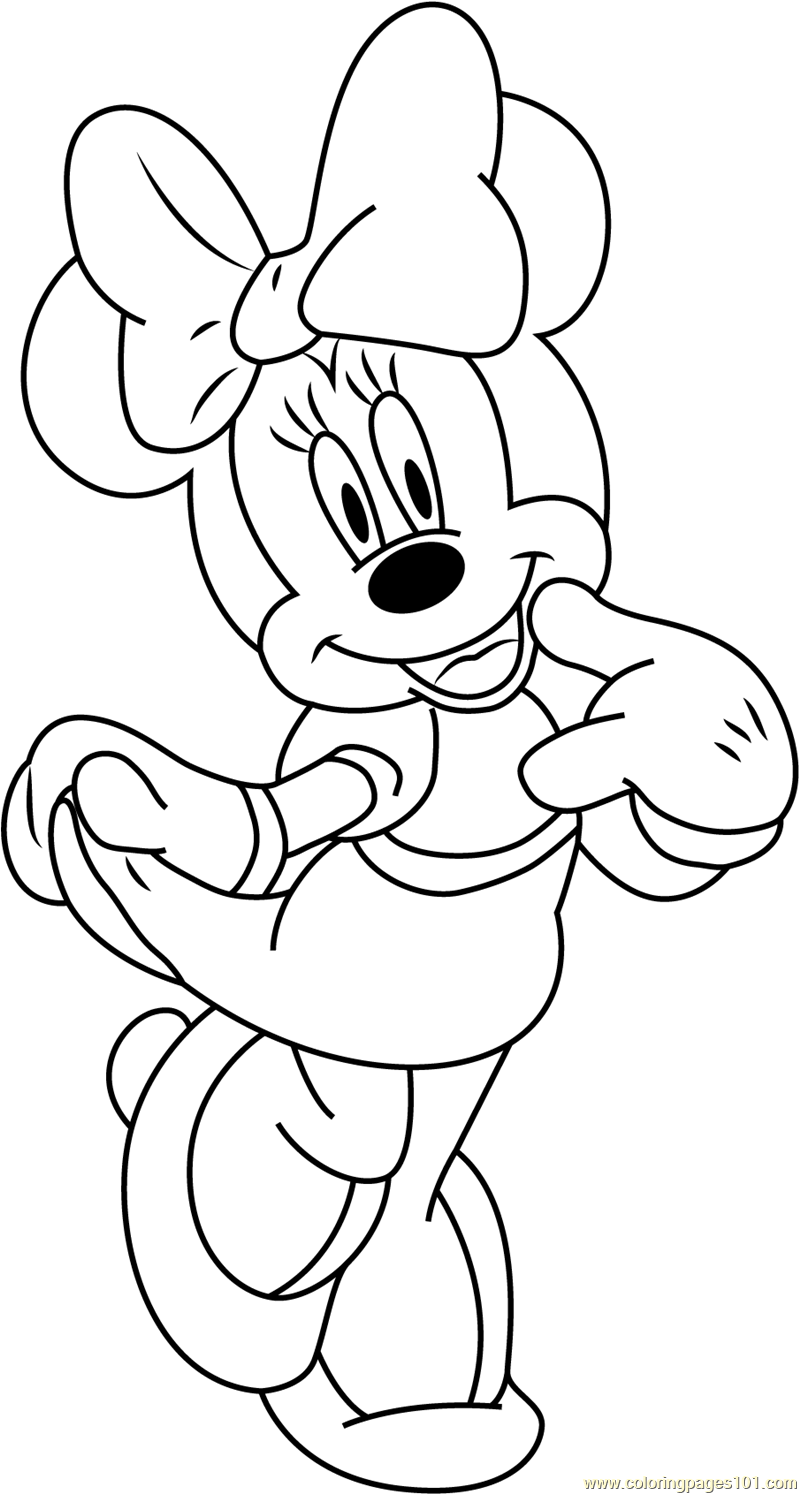Minnie Mouse Smiling Coloring Page for Kids Free Minnie Mouse