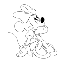 Minnie Mouse Think Free Coloring Page for Kids