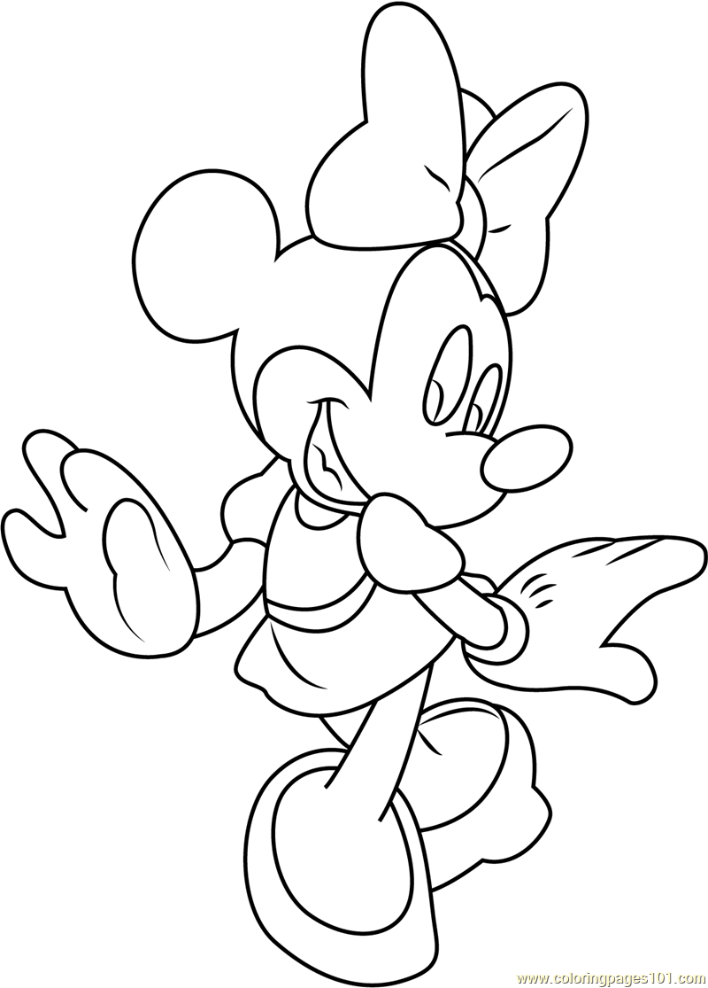 Minnie Mouse Walking Coloring Page for Kids Free Minnie Mouse