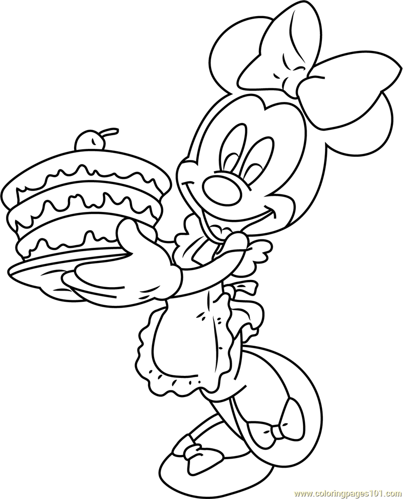 Slime en lille Fremmedgøre Minnie Mouse with Birthday Cake Coloring Page for Kids - Free Minnie Mouse  Printable Coloring Pages Online for Kids - ColoringPages101.com | Coloring  Pages for Kids