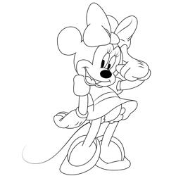 Minnie Think Free Coloring Page for Kids