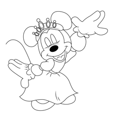 Queen Minnie Mouse Free Coloring Page for Kids
