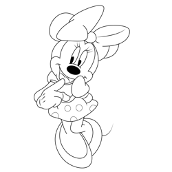 Smile Minnie Think Free Coloring Page for Kids