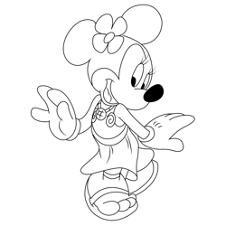 Walk Mickey Minnie Free Coloring Page for Kids