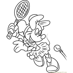 Minnie Mouse Play Badminton Free Coloring Page for Kids
