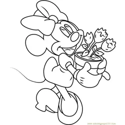 Minnie Mouse Pot Plant Free Coloring Page for Kids