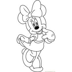 Minnie Mouse Smiling Free Coloring Page for Kids