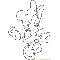 Minnie Mouse Walking Free Coloring Page for Kids
