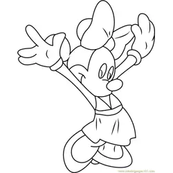 Minnie Mouse having Fun Free Coloring Page for Kids