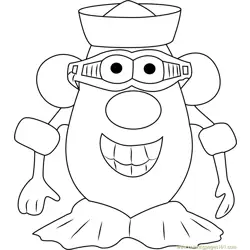Mister Potato Smiling Free Coloring Page for Kids