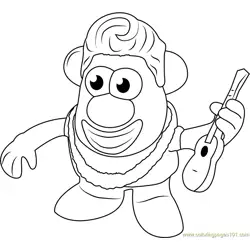 Mister Potato having Guitar Free Coloring Page for Kids