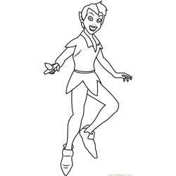 Peter Pan Smiling Free Coloring Page for Kids