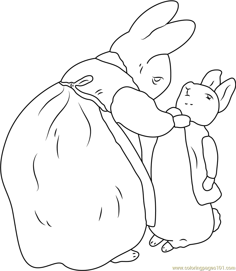 Beatrix Potter and Peter Rabbit Coloring Page for Kids - Free Peter