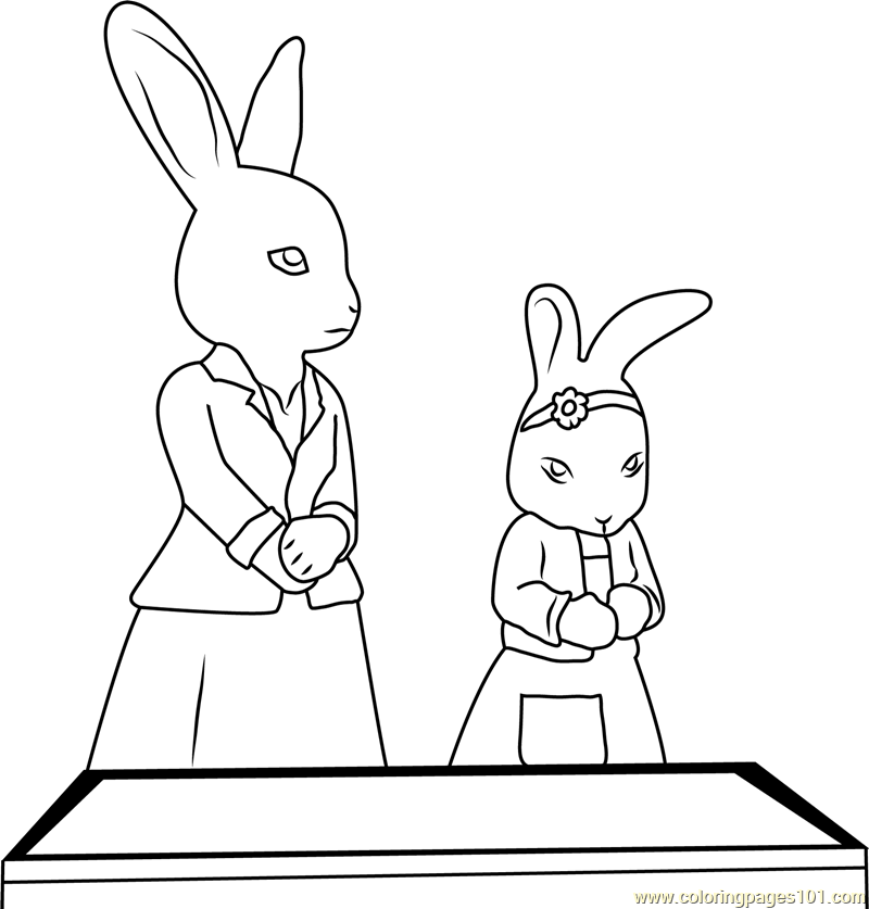 Peter Rabbit and Lily Bobtail Coloring Page for Kids - Free Peter