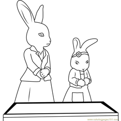 Peter Rabbit and Lily Bobtail Free Coloring Page for Kids