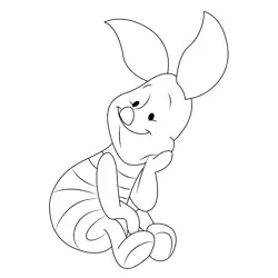 Cute Piglet Posing Free Coloring Page for Kids