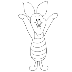 Happy Piglet Free Coloring Page for Kids