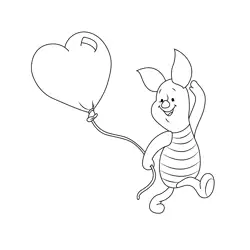 Pig Heart Balloon Free Coloring Page for Kids