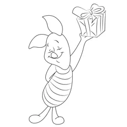 Piglet Gift Free Coloring Page for Kids