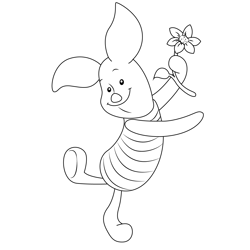 Piglet Happily Free Coloring Page for Kids