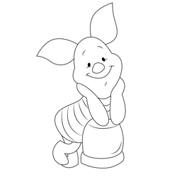 Piglet Posing Free Coloring Page for Kids